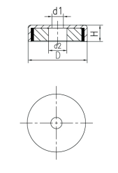 Shallow Pot Magnet SWF6 Line Drawing