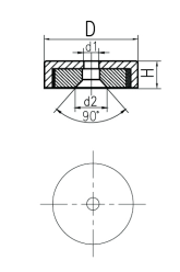 Line Drawing of Countersunk Pot Magnet SWA2